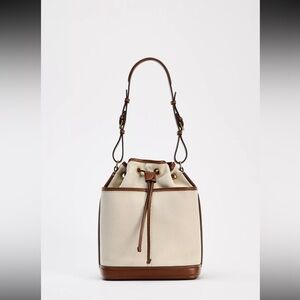 ZARA Contrasting Bucket Bag Removable And Adjustable Straps Brown.